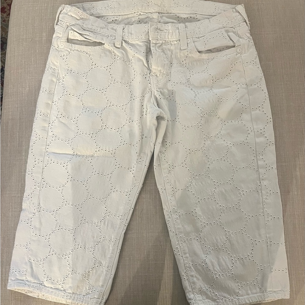 7 For All Mankind White Ankle Cropped Jeans